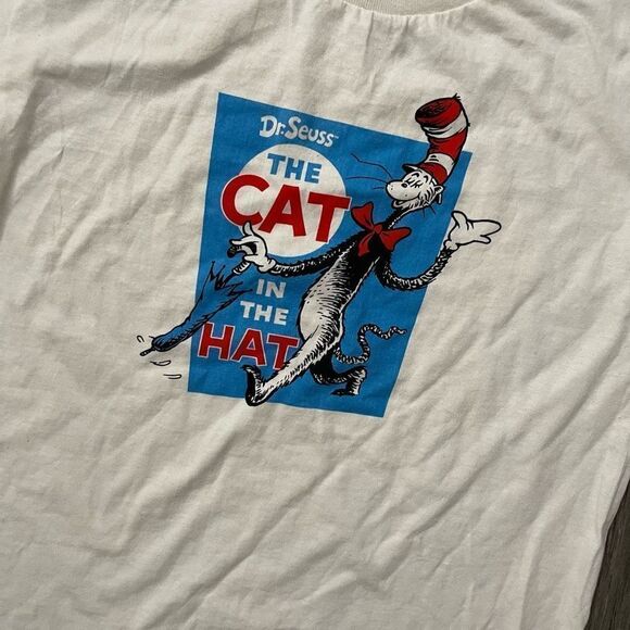 Dr. Suess Cat In The Hat Unisex Kid’s White Crewneck Short Sleeve Graphic Tee L - Picture 2 of 8